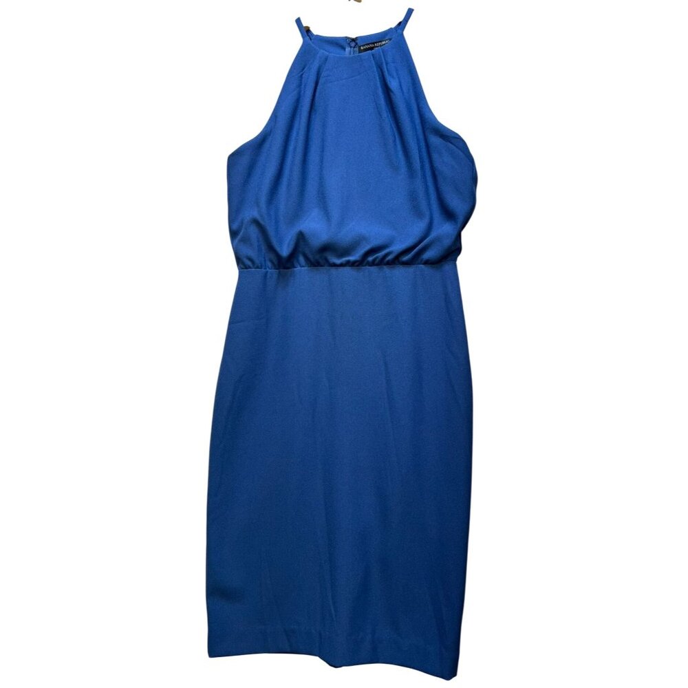 Banana Republic Women's Halter Mini Dress Sleeveless Size 0 Blue Back Zipper